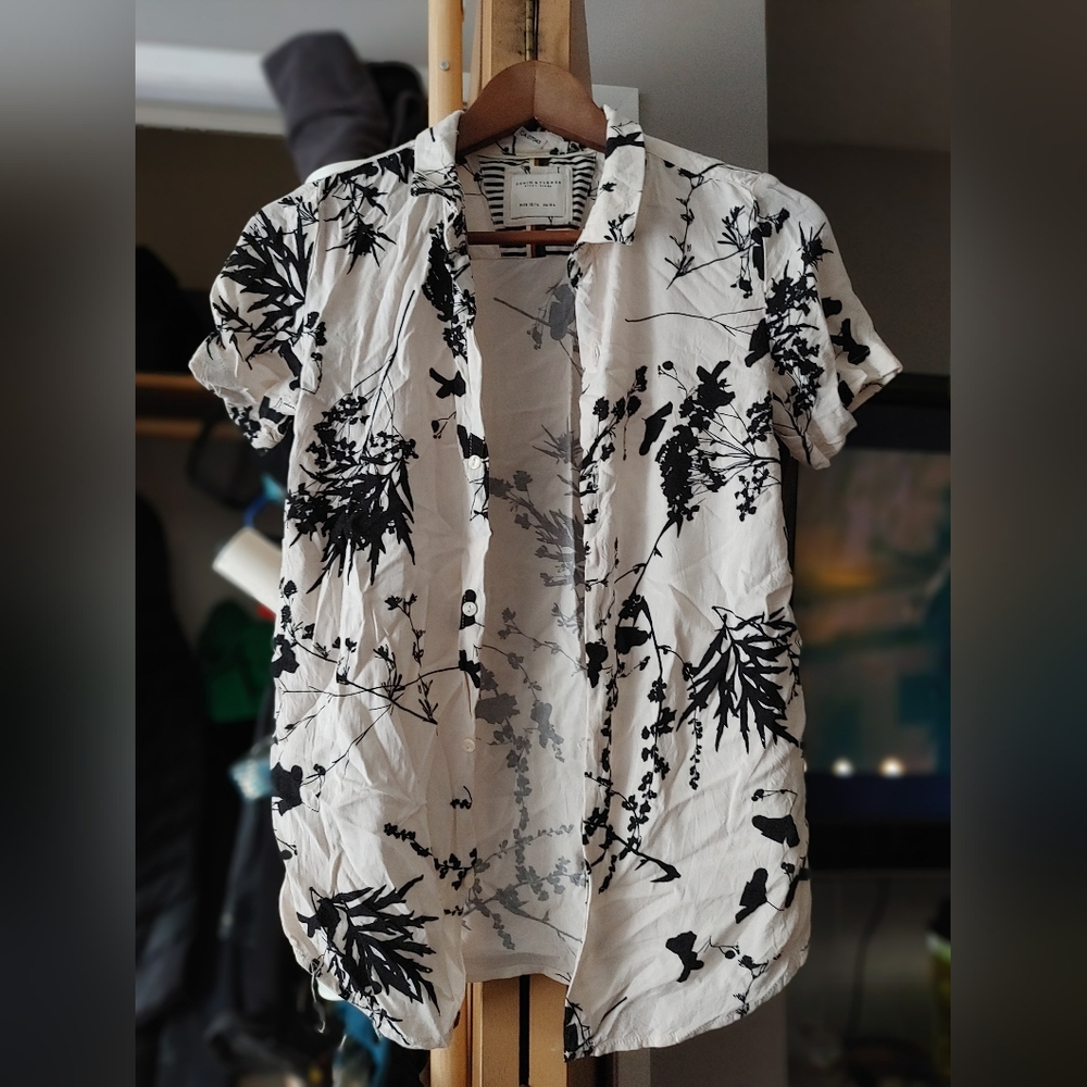 Floral Black and White Denim and Flower Boy's Top